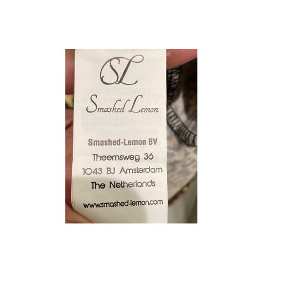 Smashed Lemon Crew Neck Faux Wrap Dress Size 8 Yellow and black - Picture 5 of 12